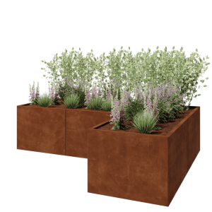 Cortenstaal plantenbak - L-vorm - 240 x 160 x 60 cm - Met bodemplaat