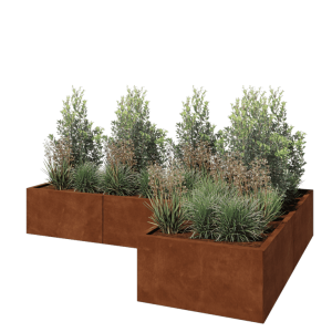Cortenstaal plantenbak - L-vorm - 240 x 160 x 40 cm - Zonder bodemplaat