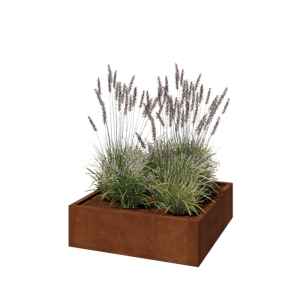Cortenstaal plantenbak - Vierkant - 100 x 100 x 30 cm - Met bodemplaat