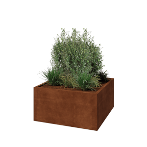 Cortenstaal plantenbak - Vierkant - 100 x 100 x 50 cm - Met bodemplaat