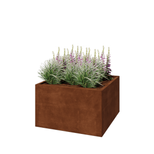 Cortenstaal plantenbak - Vierkant - 100 x 100 x 60 cm - Met bodemplaat