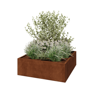 Cortenstaal plantenbak - Vierkant - 120 x 120 x 40 cm - Met bodemplaat