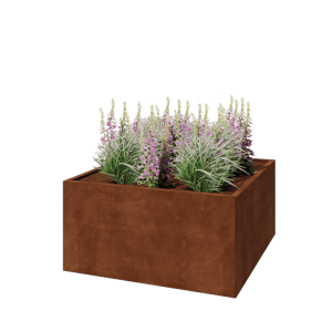 Cortenstaal plantenbak - Vierkant - 120 x 120 x 60 cm - Met bodemplaat