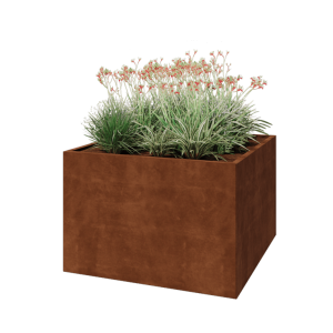 Cortenstaal plantenbak - Vierkant - 120 x 120 x 80 cm - Met bodemplaat