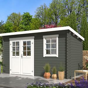 Tuinhuis Amira 380x175 Carbongrey-Wit – Noord-Europees Vuren met Moderne Uitstraling