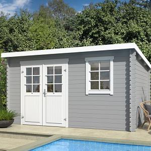 Tuinhuis Amira 380x275 Platinumgrey-Wit – Noord-Europees Vuren met Moderne Uitstraling