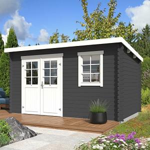 Tuinhuis Amira 380x230 Carbongrey-Wit – Noord-Europees Vuren met Moderne Uitstraling