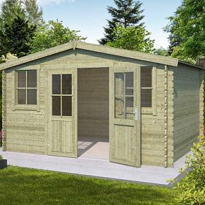 Tuinhuis Dallas 376x292 cm Olijfgroen Geïmpregneerd van Noord-Europees Vuren