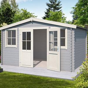 Tuinhuis Dallas 376x292 cm Platinumgrey-Wit van Noord-Europees Vuren