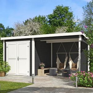 Tuinhuis Finn 450x250 cm Carbongrey-Wit van Noord-Europees Vuren