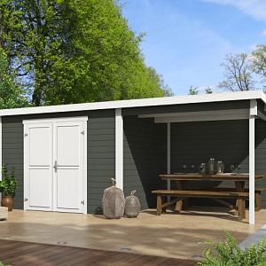 Tuinhuis Kjeld 550x250 cm Greengrey-wit noordeuropees vuren