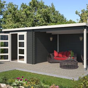 Tuinhuis Manuel 600x275 cm Carbongrey-Wit noordeuropees vuren
