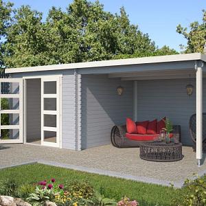 Tuinhuis Manuel 600x275 cm Platinumgrey-Wit noordeuropees vuren