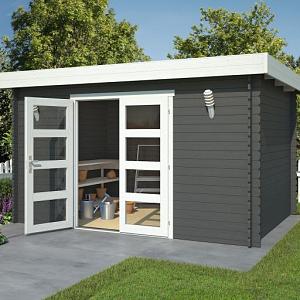 Tuinhuis Mikkel 380x275 cm Carbongrey-Wit noordeuropees vuren
