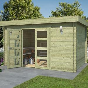 Tuinhuis Mikkel 380x275 cm Olijfgroen Geïmpregneerd noordeuropees vuren