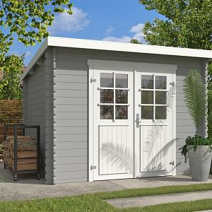 Tuinhuis Nadia 275x230 cm Platinumgrey-Wit noordeuropees vuren