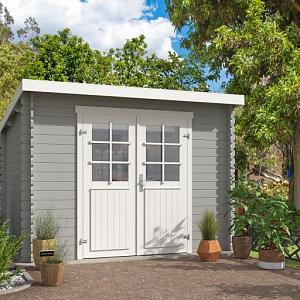 Tuinhuis Nadia 275x275 cm Platinumgrey-Wit noordeuropees vuren