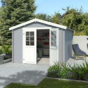 Tuinhuis Norah 275x380 cm Platinumgrey-Wit noordeuropees vuren