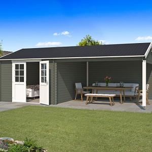 Tuinhuis Octavio 681x380 cm Greengrey-Wit noordeuropees vuren