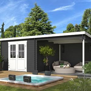 Tuinhuis Orlando 581x292 cm Carbongrey-Wit noordeuropees vuren