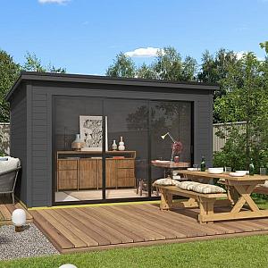 Tuinhuis Pernilla 385x295 cm Carbongrey noordeuropees vuren