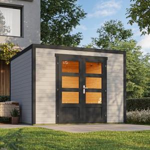 Tuinhuis Quby 300x300 cm in de kleurstelling Lightgrey-Darkgrey