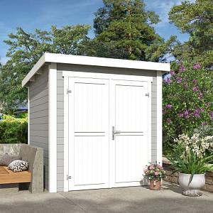 Tuinhuis Sara 200x200 cm in de kleurstelling Platinumgrey-wit