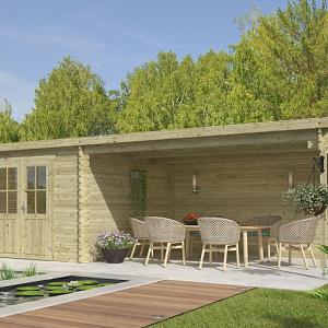 Tuinhuis St. Louis 681x292 cm in de kleur Olijfgroen geïmpregneerd