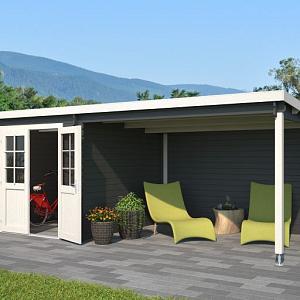 Tuinhuis Sunniva 570x275 cm in de kleurstelling Carbongrey-Wit
