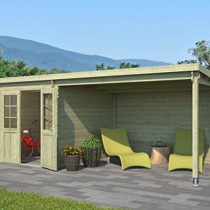 Tuinhuis Sunniva 570x275 cm in de kleur Olijfgroen geïmpregneerd