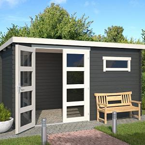Tuinhuis Timian 380x230 cm in de kleurstelling Carbongrey-Wit