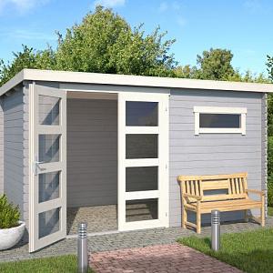 Tuinhuis Timian 380x230 cm in de kleurstelling Platinumgrey-Wit