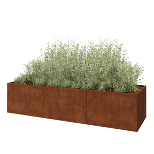 Cortenstaal plantenbak XXL - Rechthoek - 360 x 100 x 80 cm - Met bodemplaat