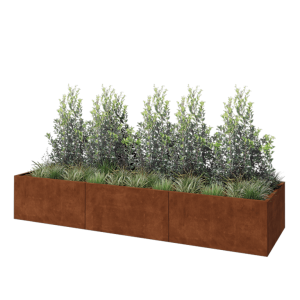Cortenstaal plantenbak XXL - Rechthoek - 360 x 100 x 60 cm - Met bodemplaat