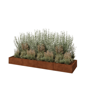 Cortenstaal plantenbak XXL - Rechthoek - 320 x 80 x 30 cm - Met bodemplaat