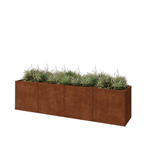 Cortenstaal plantenbak XXL - Rechthoek - 320 x 60 x 80 cm - Met bodemplaat