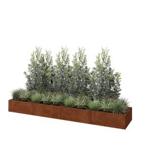 Cortenstaal plantenbak XXL - Rechthoek - 320 x 60 x 30 cm - Met bodemplaat