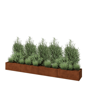 Cortenstaal plantenbak XXL - Rechthoek - 320 x 40 x 30 cm - Met bodemplaat