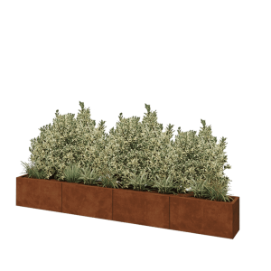 Cortenstaal plantenbak XXL - Rechthoek - 320 x 30 x 40 cm - Met bodemplaat