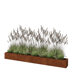 Cortenstaal plantenbak XXL - Rechthoek - 320 x 30 x 30 cm - Met bodemplaat