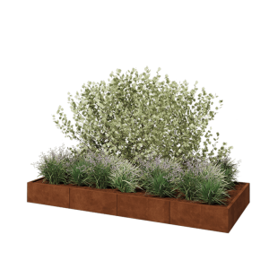 Cortenstaal plantenbak XXL - Rechthoek - 320 x 120 x 30 cm - Met bodemplaat