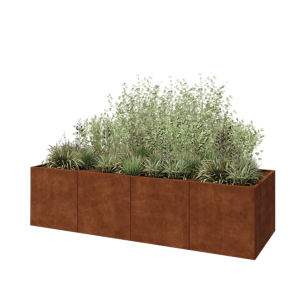 Cortenstaal plantenbak XXL - Rechthoek - 320 x 100 x 80 cm - Met bodemplaat