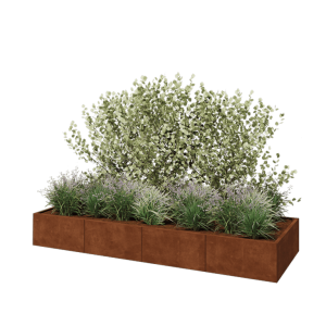 Cortenstaal plantenbak XXL - Rechthoek - 320 x 100 x 40 cm - Met bodemplaat