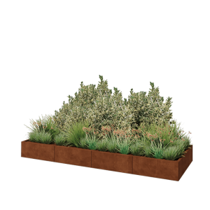 Cortenstaal plantenbak XXL - Rechthoek - 320 x 100 x 30 cm - Met bodemplaat