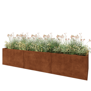 Cortenstaal plantenbak XXL - Rechthoek - 300 x 80 x 60 cm - Met bodemplaat