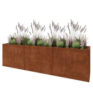 Cortenstaal plantenbak XXL - Rechthoek - 300 x 60 x 80 cm - Met bodemplaat
