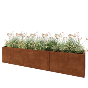 Cortenstaal plantenbak XXL - Rechthoek - 300 x 60 x 60 cm - Met bodemplaat