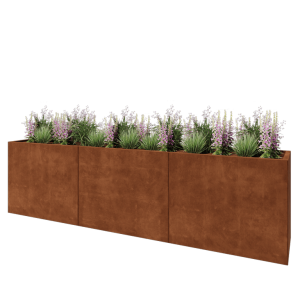 Cortenstaal plantenbak XXL - Rechthoek - 300 x 50 x 80 cm - Met bodemplaat