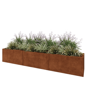 Cortenstaal plantenbak XXL - Rechthoek - 300 x 50 x 50 cm - Met bodemplaat