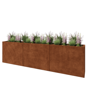 Cortenstaal plantenbak XXL - Rechthoek - 300 x 40 x 80 cm - Met bodemplaat